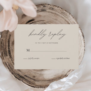 Minimalistiskt Beige Bröllop Elegant-skript OSA Kort