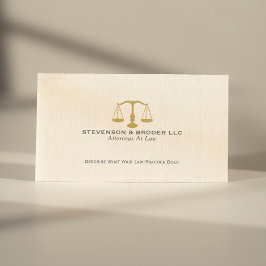 Minimalistiskt Beige Linen & Guld Justice Visitkort