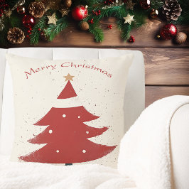 Minimalistiskt Beige med Red Julgran Graphic Kudde
