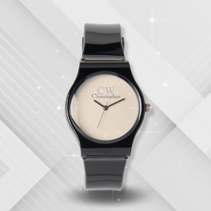 Minimalistiskt Beige Monogram Armbandsur