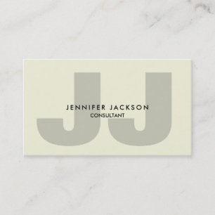 Minimalistiskt Beige Monogram-Trendig Modern Visitkort