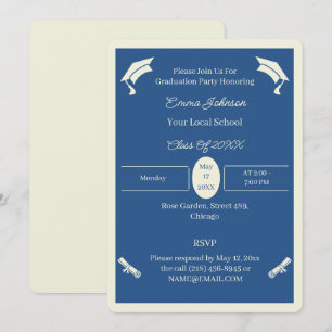 Minimalistiskt Beige och Blue Anpassningsbar Stude Inbjudningar