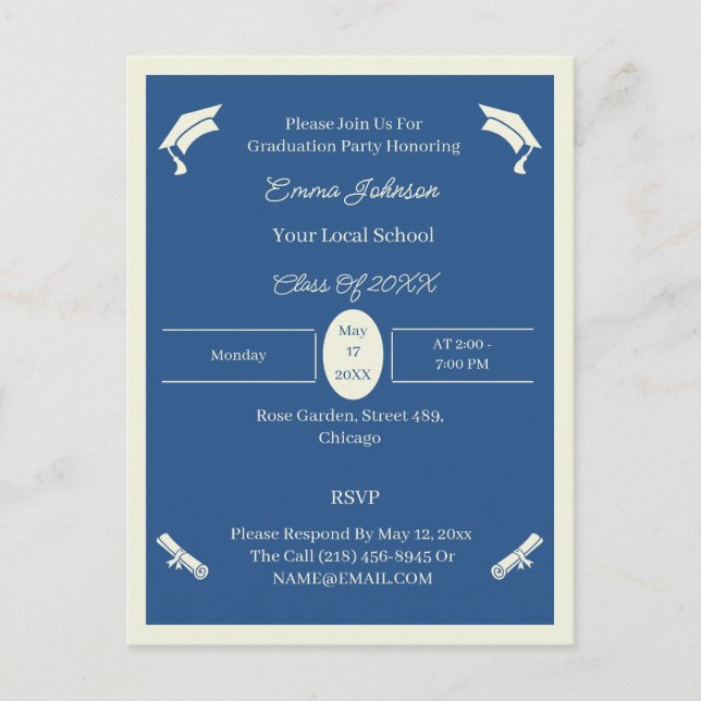 Minimalistiskt Beige och Blue Anpassningsbar Stude Meddelande Vykort (Framsida)