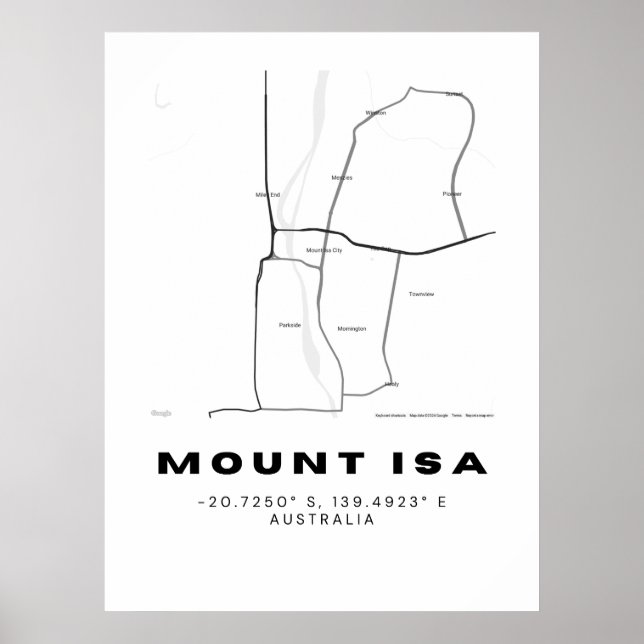 Minimalistiskt berget Isa Karta med koordinater | Poster (Framsidan)