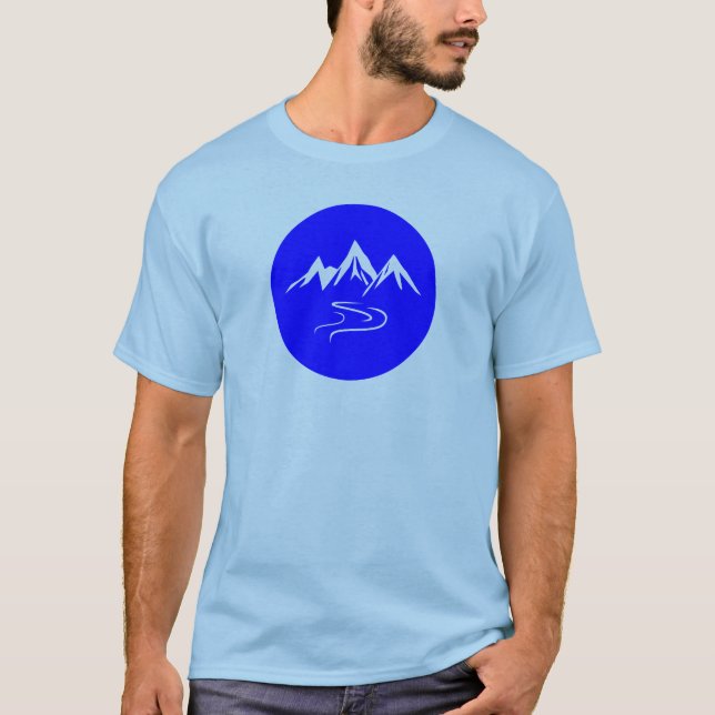 Minimalistiskt bergsområde och slingrande flod t shirt (Framsida)