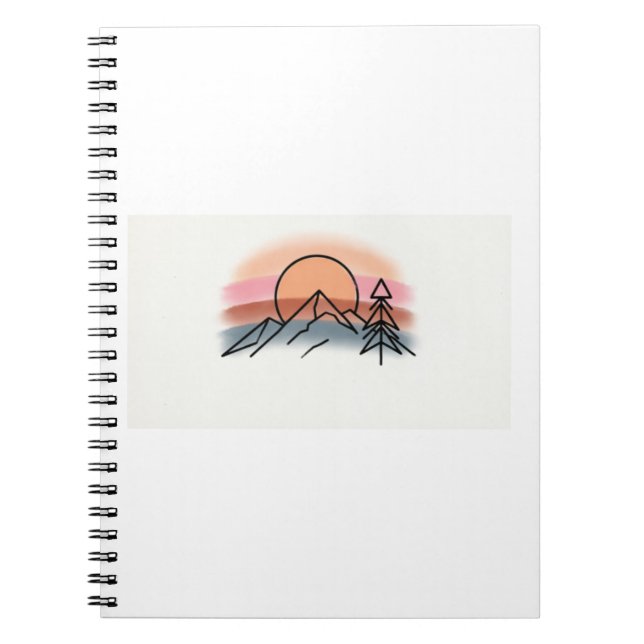 Minimalistiskt bergssolnedgång - Retro naturkonst  Anteckningsbok (Framsidan)