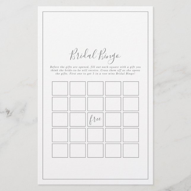 Minimalistiskt Bingo-spel för Möhippa Silver Flygblad (Framsidan)