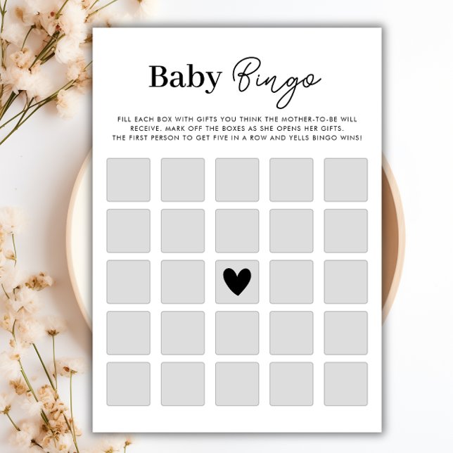 Minimalistiskt Bingo-spelkort för babyskor Inbjudningar (Minimalist Baby Shower Bingo Game Card)