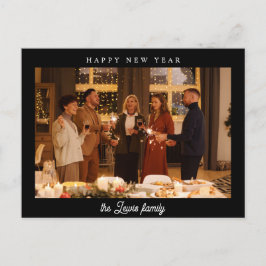 Minimalistiskt Black Gott nytt år-foto Vykort