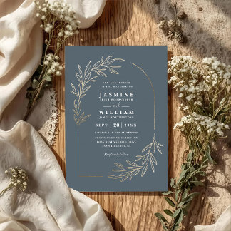 Minimalistiskt blad Elegant modern QR-kod bröllop Inbjudningar