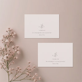 Minimalistiskt blad rosa svart bröllop tackkort inbjudningar