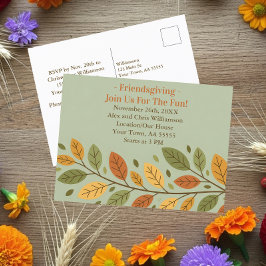 Minimalistiskt blad Vännernas tackfestmiddagsinbju Helg Vykort