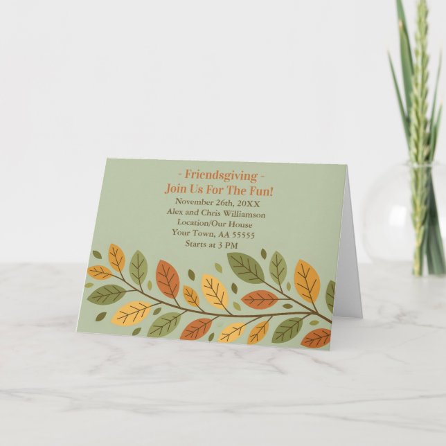Minimalistiskt blad Vännernas tackfestmiddagsinbju Helgkort (Framsida)