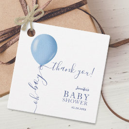 Minimalistiskt blått ballonger Oh Boy Baby Shower Gåvor Etiketter