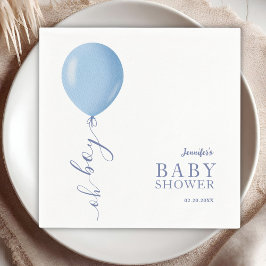 Minimalistiskt blått ballonger Oh Boy Baby Shower Pappersservett