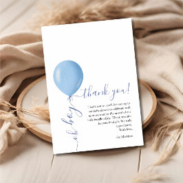 Minimalistiskt blått ballonger Oh Boy Baby Shower Tack Kort