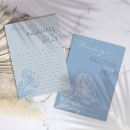 Minimalistiskt blått Blommigt Bröllop - tackkort Tack Kort