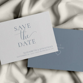 Minimalistiskt blått Bröllop spara datum-kort Inbjudningar