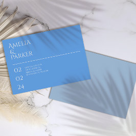 Minimalistiskt blått Bröllop spara datum-kort Spara Datumet