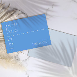 Minimalistiskt blått Bröllop tackkort Tack Kort