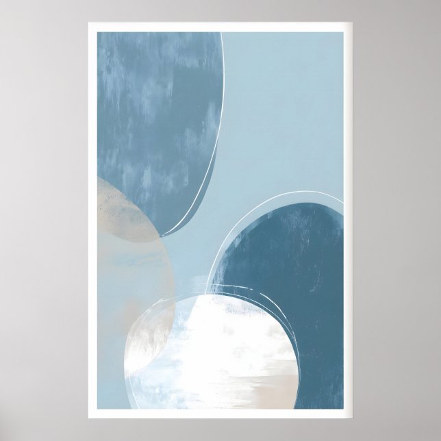 Minimalistiskt Blått Cirkulärt Konsttryck - Mjuk B Poster (Framsidan)