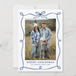 Minimalistiskt blått julband 2-foto julkort