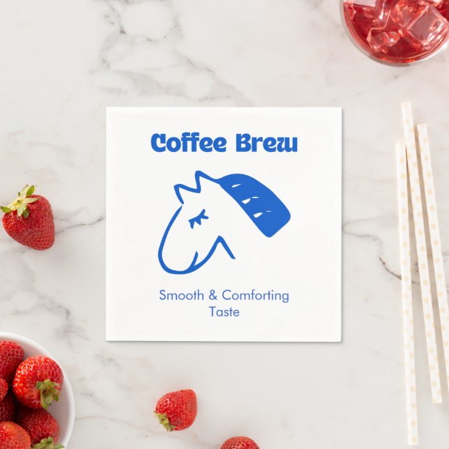 Minimalistiskt Blått Kaffe Logotyp Pappersservett (Insitu)