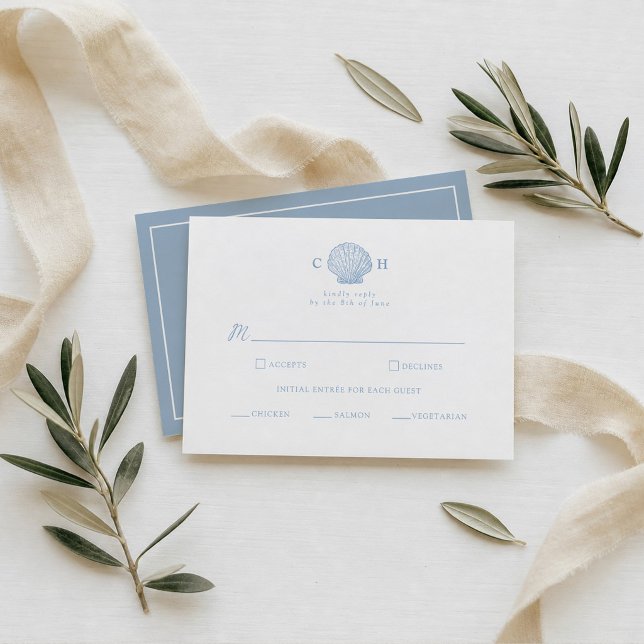 Minimalistiskt Blått Kustbröllop RSVP Tilläggskort (Skapare uppladdad)