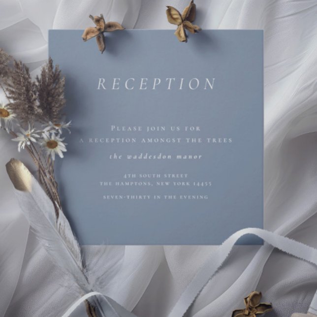 Minimalistiskt blått mottagningsbevis Bröllop Tilläggskort (Minimalist Dusty Blue Reception Wedding Enclosure Card)