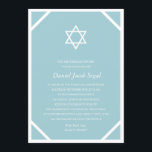 Minimalistiskt blått Pub eller Bat mitzvah Inbjudningar<br><div class="desc">Denna enkla,  tidslösa inbjudan från Pub Mitzvah innehåller en vit stjärna av David,  blå bakgrund och ett unikt vitt ram. Om du vill kan du lägga till ytterligare information och/eller foton på baksidan av kortet.</div>