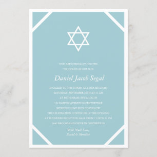 Minimalistiskt blått Pub eller Bat mitzvah Inbjudningar