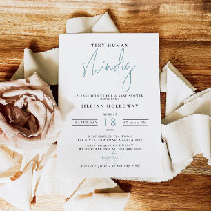 Minimalistiskt blått småskuvött barn inbjudningar