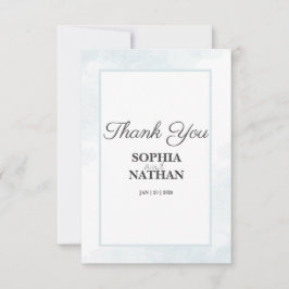 Minimalistiskt blått vattenfärgstack för Bröllop-k Tack Kort