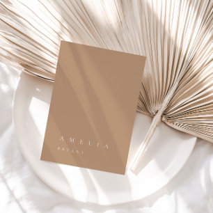 Minimalistiskt Blek Tan Guest Namn Place Card