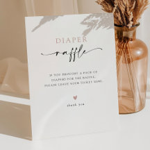 Minimalistiskt blöjlotteri-spel för baby shower