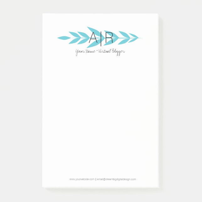 Minimalistiskt blomblad initial post-it block (Framsida)