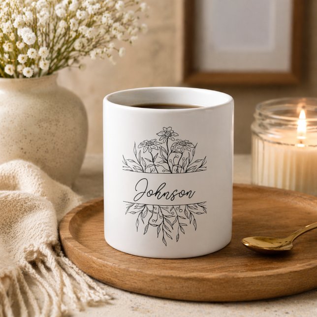 Minimalistiskt blomster monogram kaffemugg (Skapare uppladdad)
