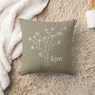Minimalistiskt blomster monogram kudde