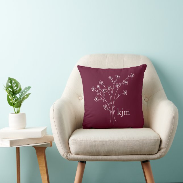Minimalistiskt blomster monogram kudde (Stol)