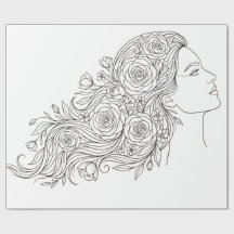 Minimalistiskt blomstermotiv med kvinna presentpap