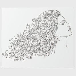 Minimalistiskt blomstermotiv med kvinna presentpap presentpapper