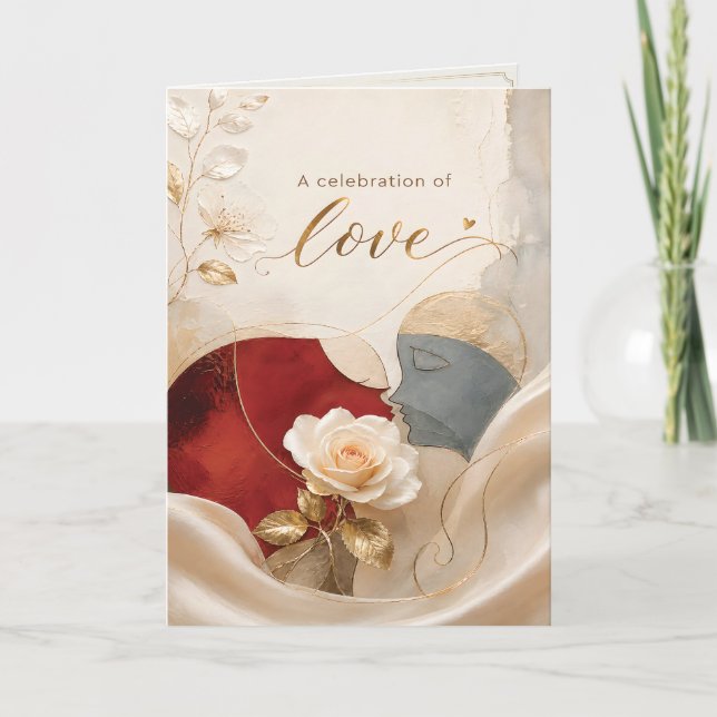 Minimalistiskt blomsterros konstkort kort (Framsida)
