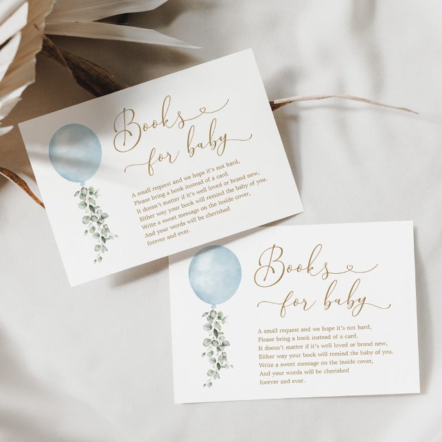 Minimalistiskt Blue Balloon Eucalyptus Bokar för B Tilläggskort (Skapare uppladdad)