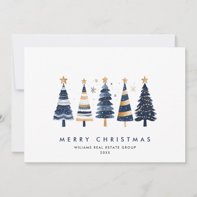 Minimalistiskt bohemiskt julbolag Gräs Träd Julkort (Framsida)