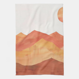 Minimalistiskt Boho Abstrakt Mountain Landcape Kökshandduk