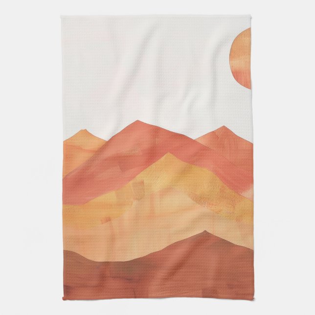 Minimalistiskt Boho Abstrakt Mountain Landcape Kökshandduk (Vertikal)