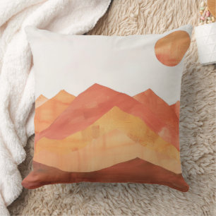 Minimalistiskt Boho Abstrakt Mountain Landcape Kudde