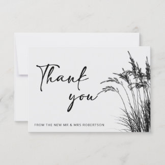 Minimalistiskt Boho Pampas Grass Black & White-tac Kort