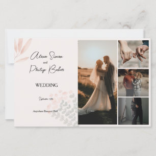 Minimalistiskt Boho Photo Collage-Bröllopsprogram