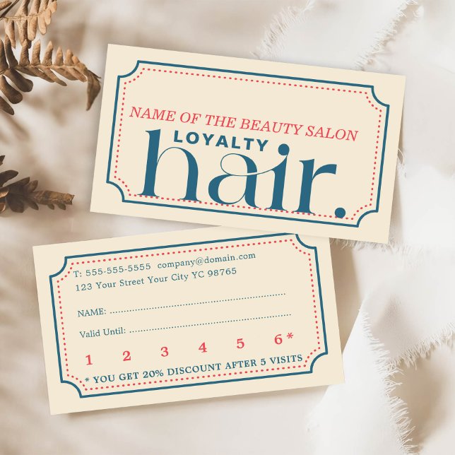 Minimalistiskt Boho Retro Blue Beauty Loyalty Card Lojalitetskort (Skapare uppladdad)